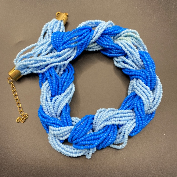 Chunky Seed Beads Blues Twist Boho Style Summer Beachy Necklace - Picture 5 of 5